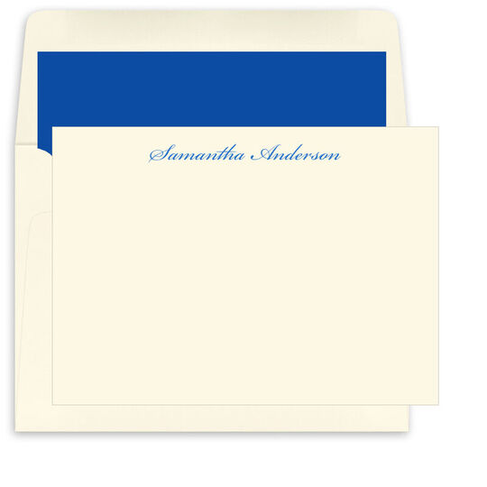 Script Name Flat Note Cards - Raised Ink